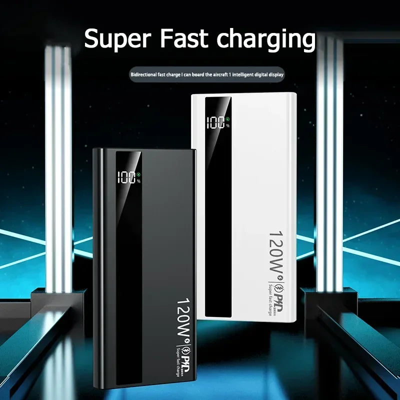 Lenovo 200000mAh Powerbank 120W Super Fast Charging Portable Battery Charger Ultra Capacity LED Digital Display For IPhone