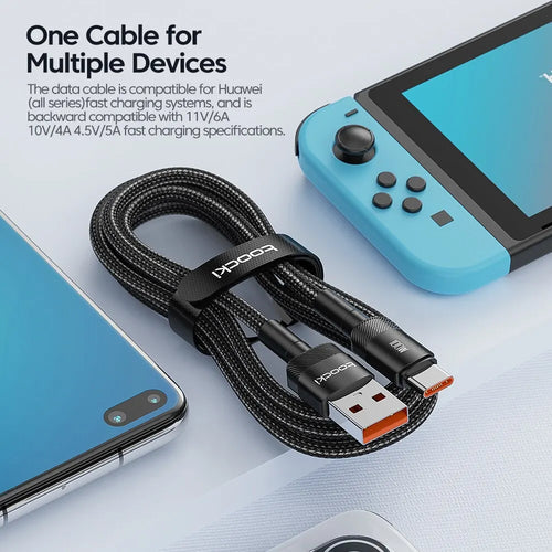 Toocki USB Type C Cable Fast Charging USB C Charger Cord For iPhone 15 14 13 12 11 Huawei P40 P30 Realme Oppo Oneplus Power Bank